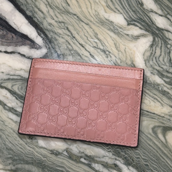 Gucci pink monogram card wallet - Picture 1 of 3
